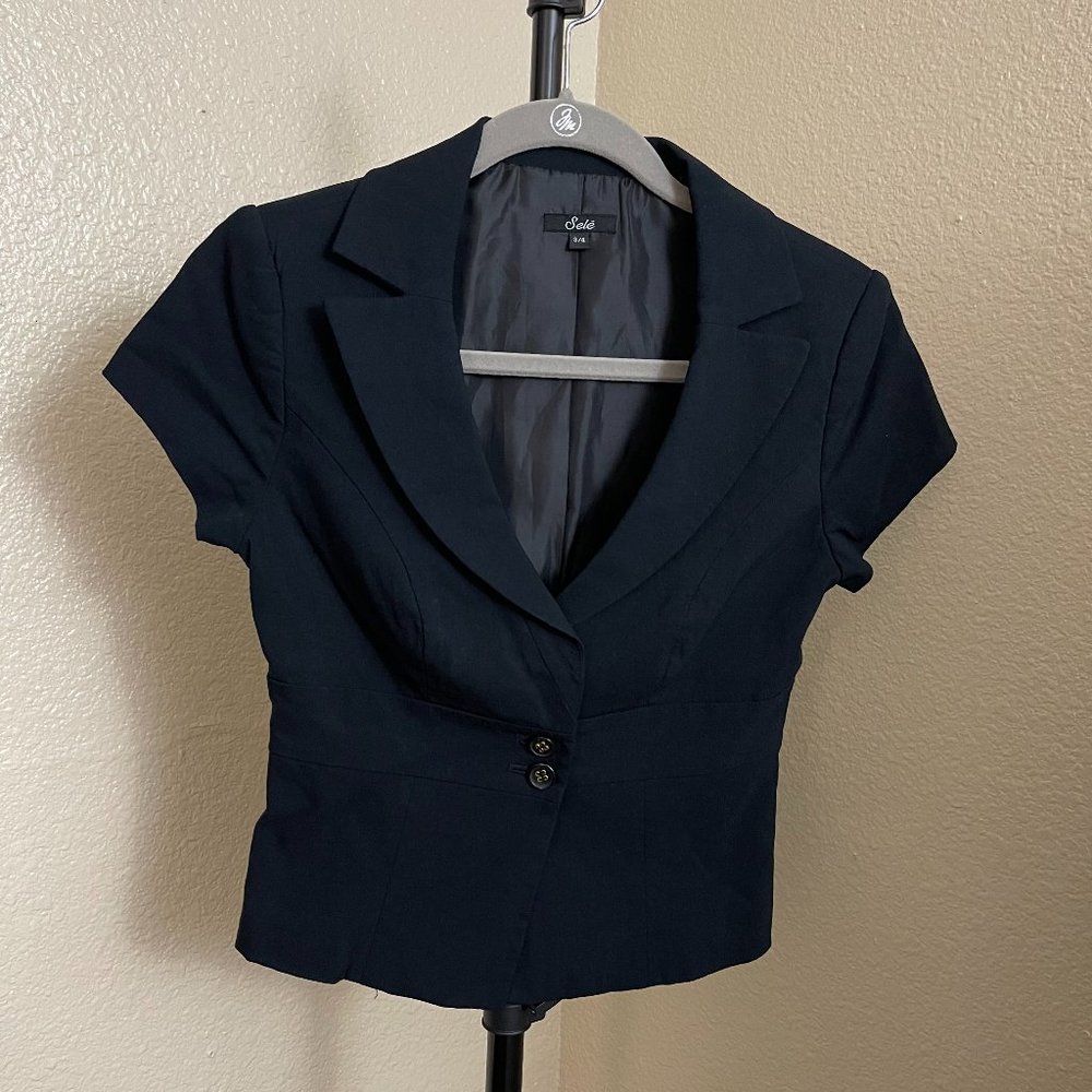 Sele Black Short Sleeve Blazer Size 3/4